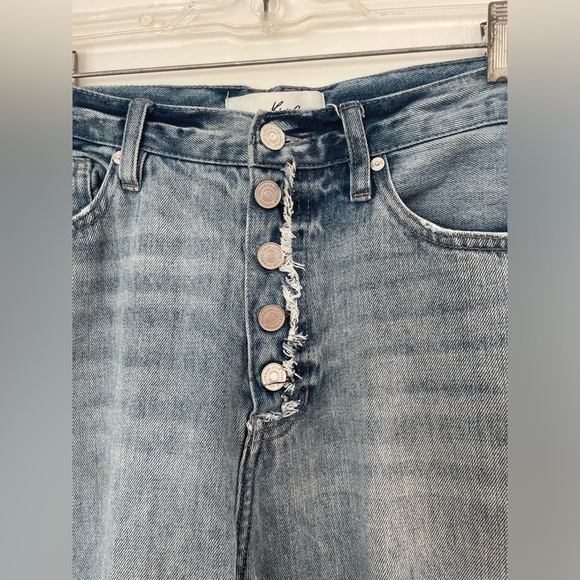 Kancan jeans womens blue distressed high waisted denim button fly jeans size 29 - Picture 4 of 9